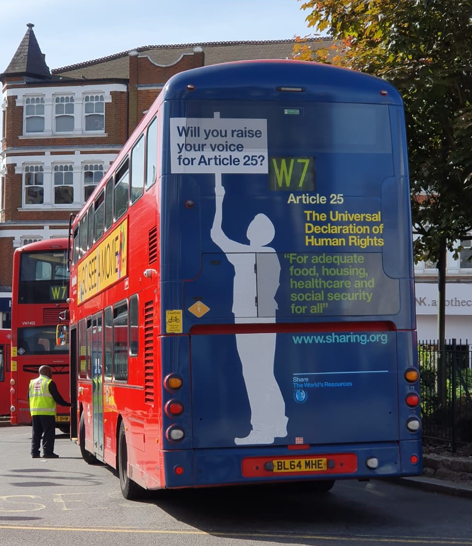 London bus adverts for Article 25 of the Universal Declaration of Human Rights. Image Credit: Share The World's Resources (STWR)