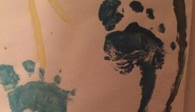Barefoot painted footprint