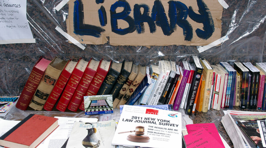 Library at occupy camp