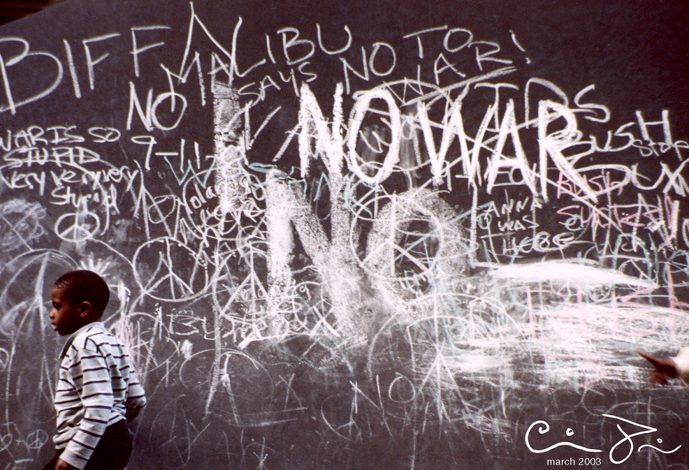 Stop war writing on wall