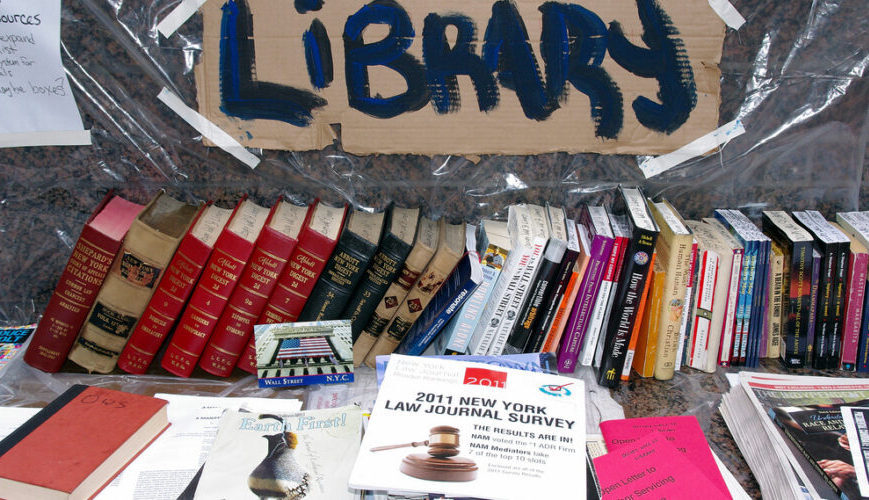 Library at occupy camp 900x500 (1)