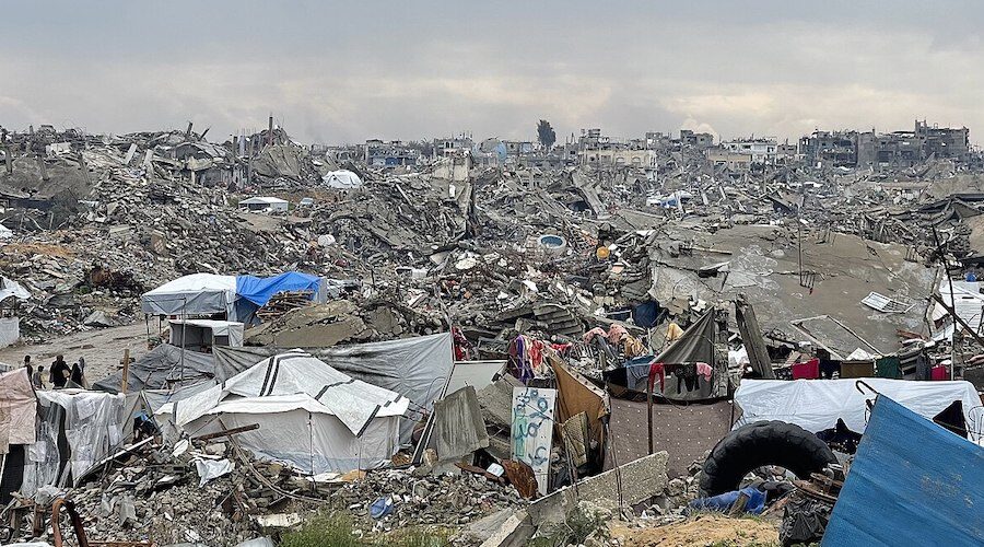 Ruins of Beit Lahia, in the Gaza Strip, destroyed by Israeli bombardments, February 23, 2025.
