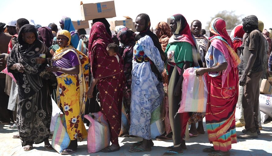 24 January 2025, Adre, Chad. Sudanese refugees who have fled the conflict in Sudan register for food aid in neighbouring Chad. 24 January 2025, Adre, Chad. Sudanese refugees who have fled the conflict in Sudan register for food aid in neighbouring Chad.