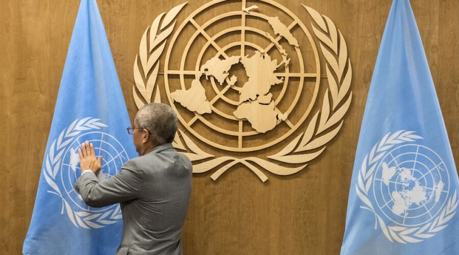 UN flags being prepared for UN General Assembly General Debate